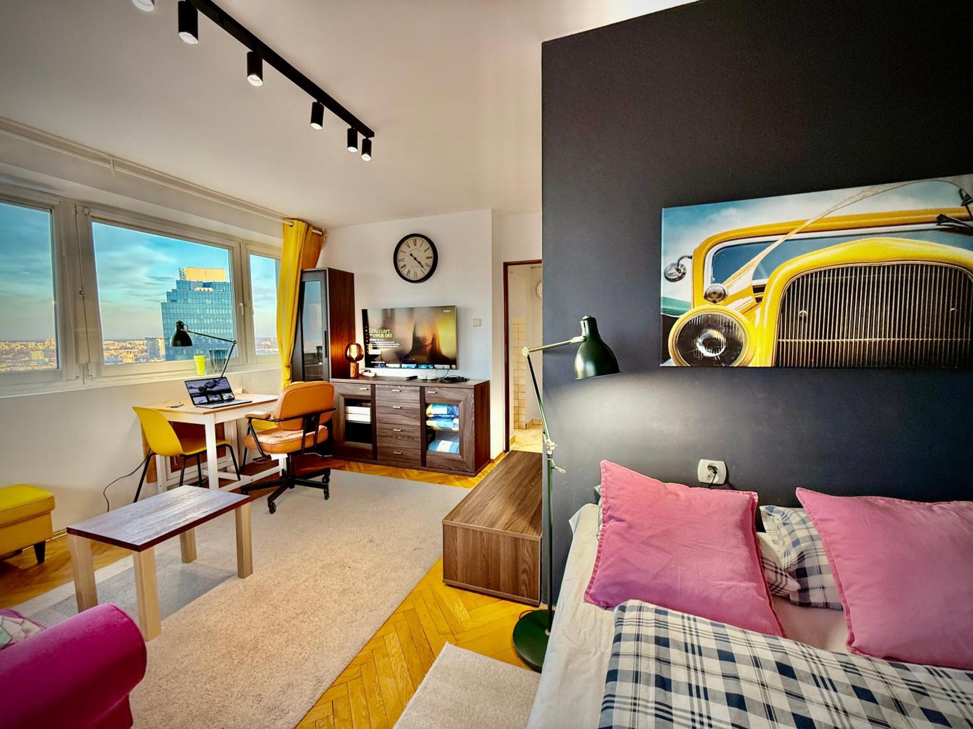 Super Apartment Yellow 2X Metro Fast Wifi 1 Gbs Netflix Panorama Miasta Varsóvia Exterior foto