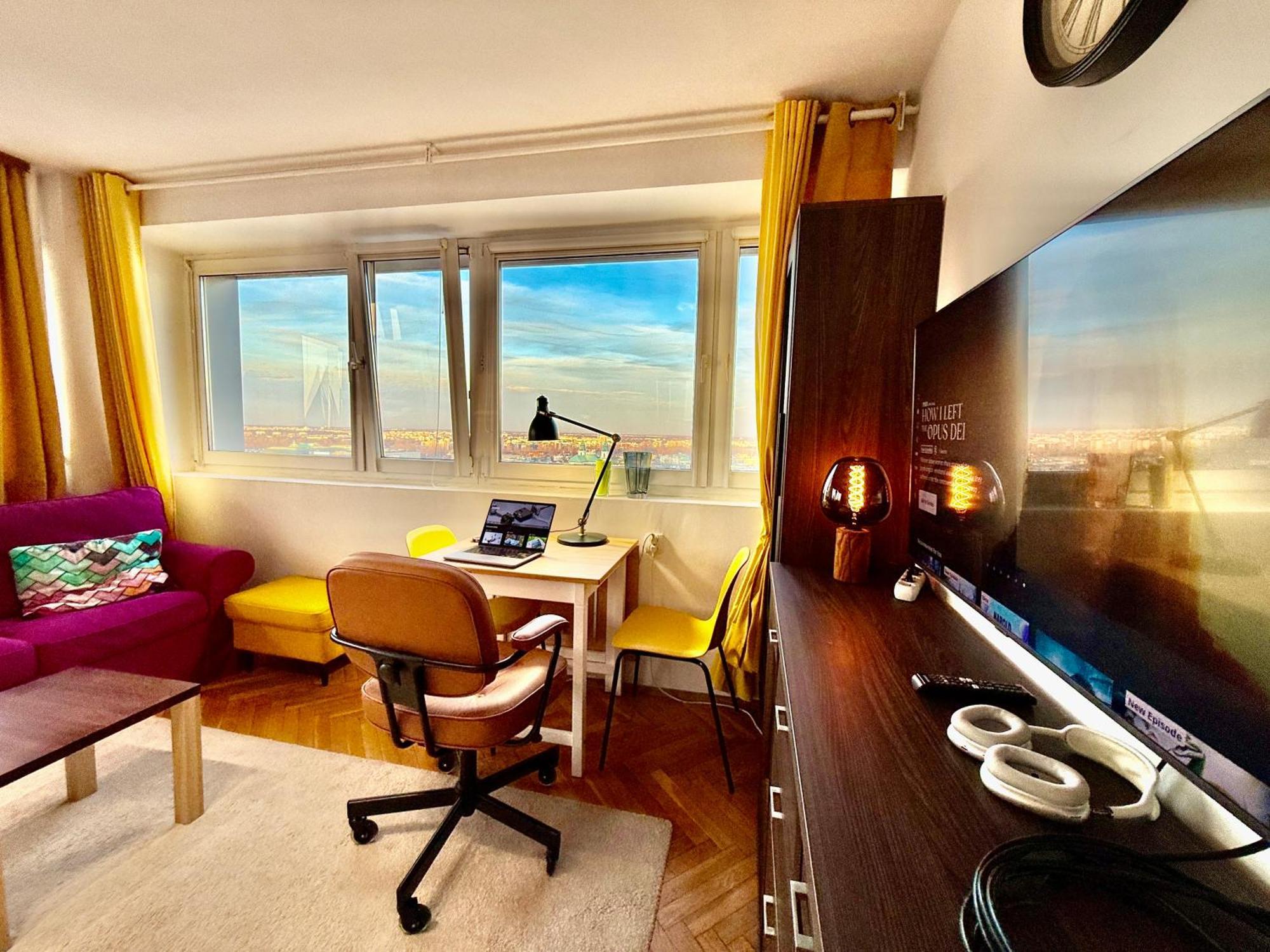 Super Apartment Yellow 2X Metro Fast Wifi 1 Gbs Netflix Panorama Miasta Varsóvia Exterior foto