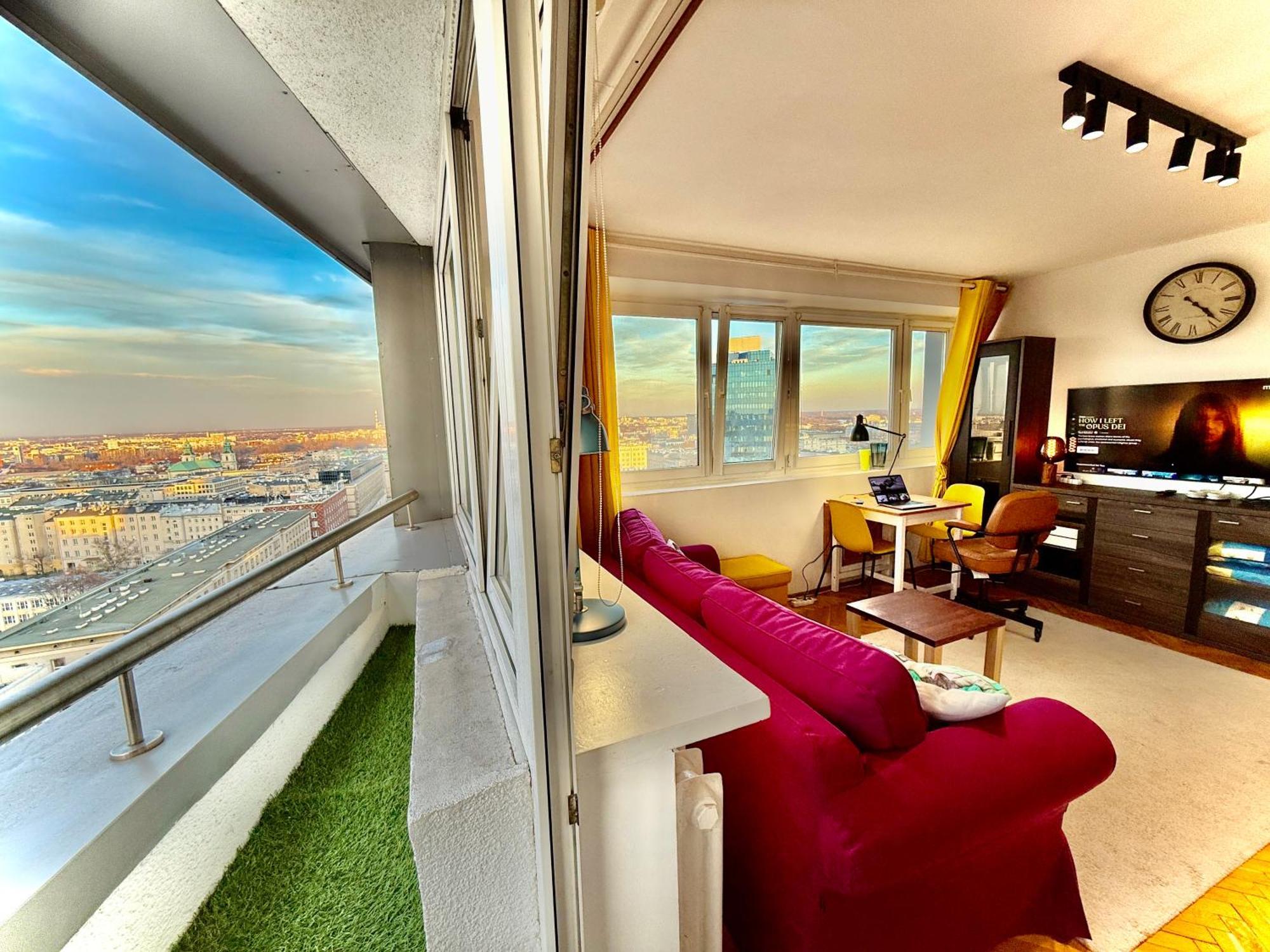 Super Apartment Yellow 2X Metro Fast Wifi 1 Gbs Netflix Panorama Miasta Varsóvia Exterior foto