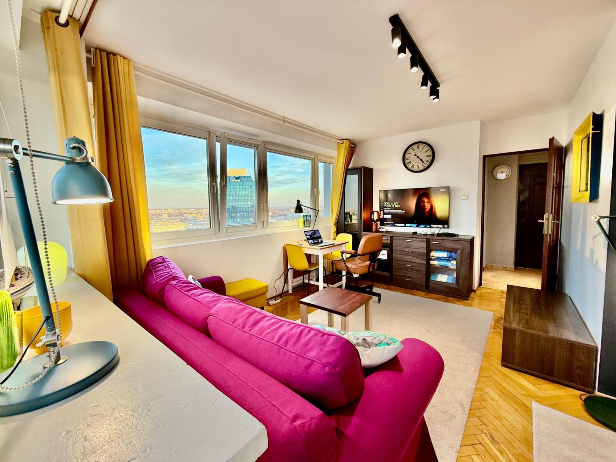 Super Apartment Yellow 2X Metro Fast Wifi 1 Gbs Netflix Panorama Miasta Varsóvia Exterior foto