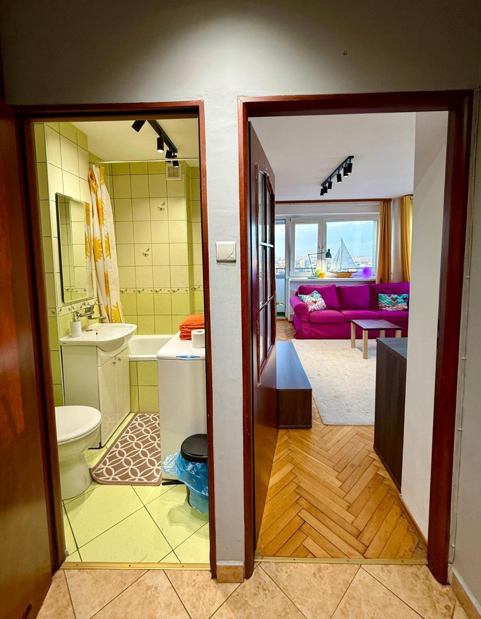 Super Apartment Yellow 2X Metro Fast Wifi 1 Gbs Netflix Panorama Miasta Varsóvia Exterior foto